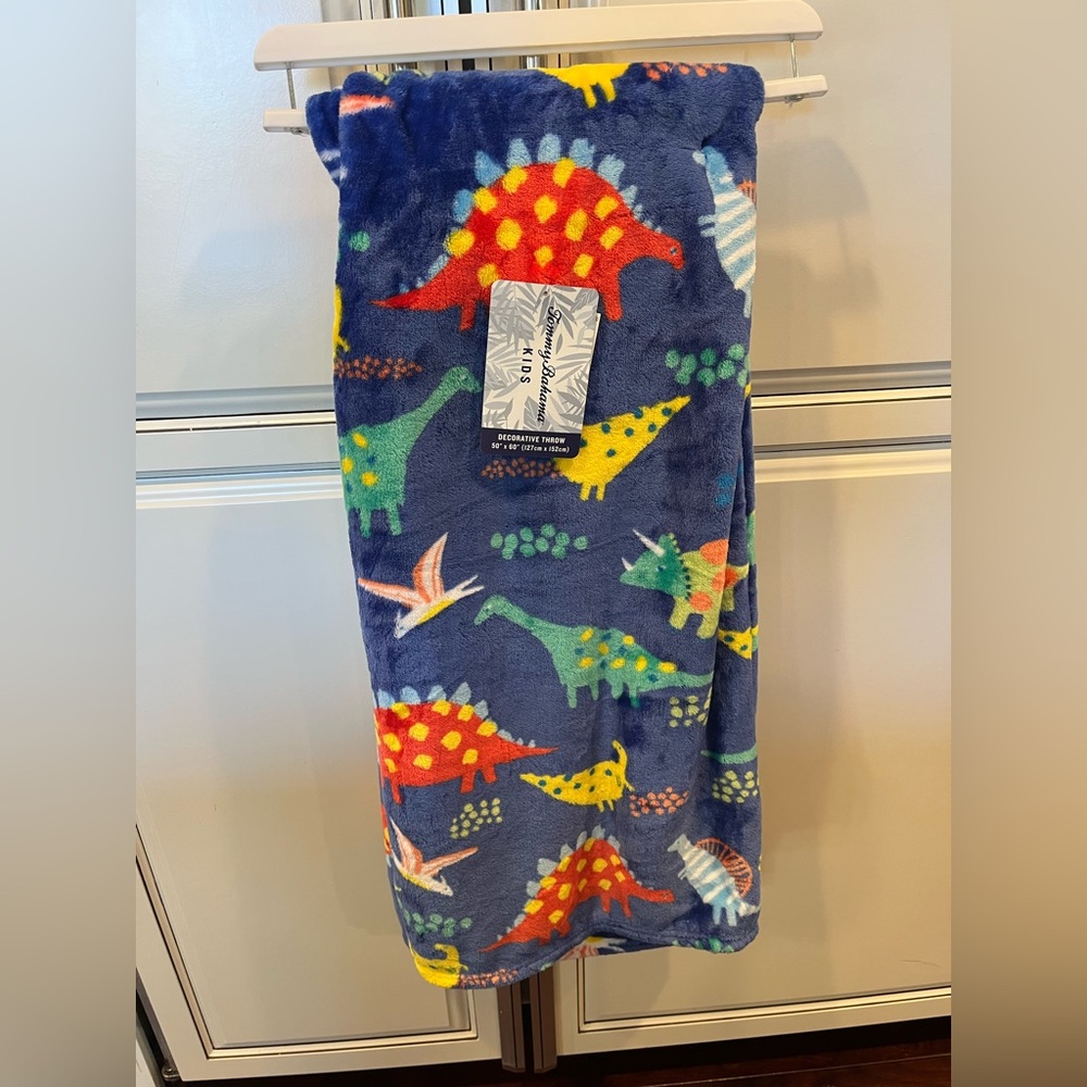 Tommy Bahama Blue Dinosaur Kids Blanket